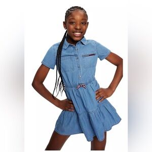 Tommy Hilfiger Girls Blue Denim Shirt Dress